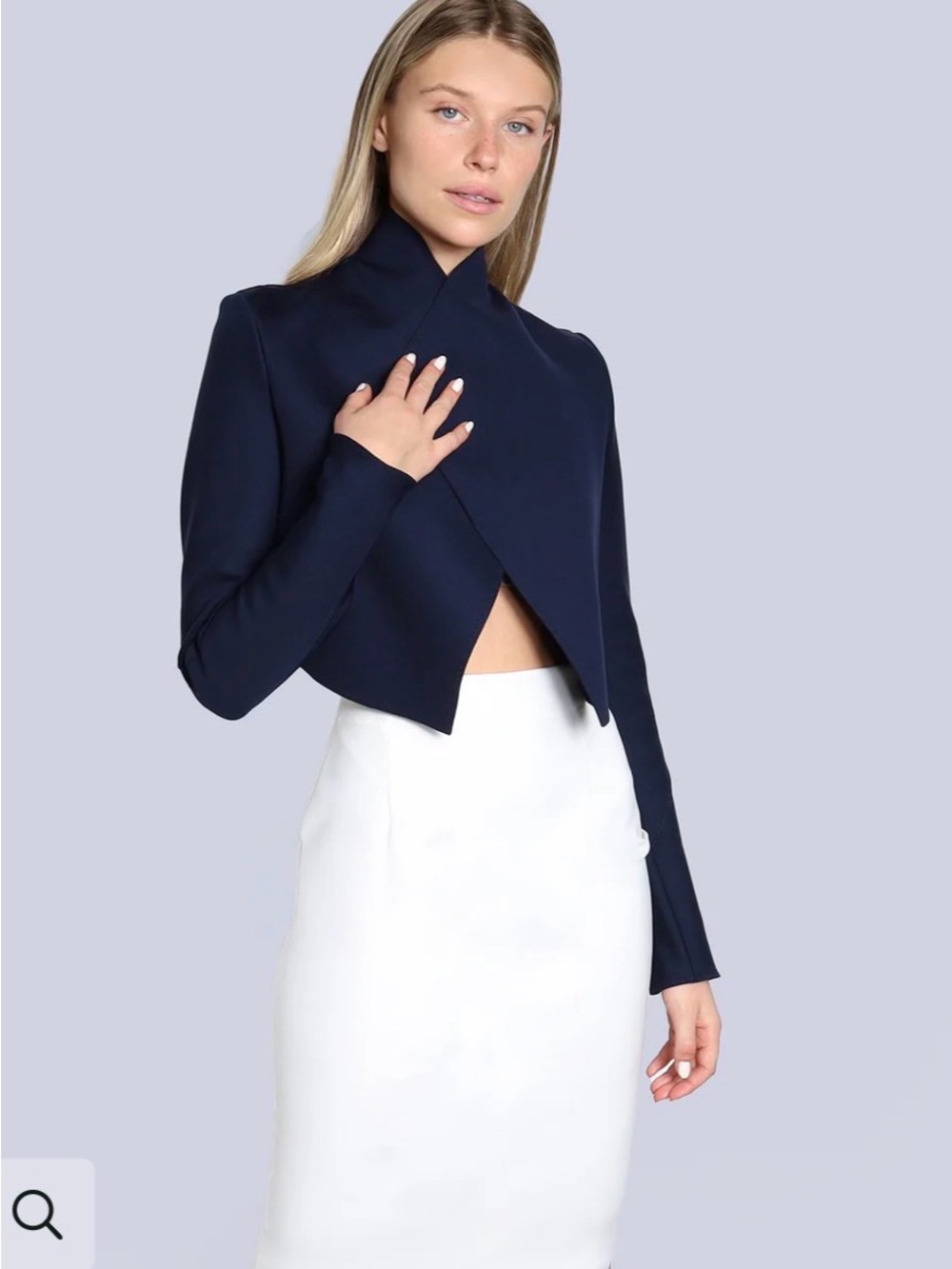 Marie Saint Pierre Cropped Navy Women's Jacket and matching skirt
